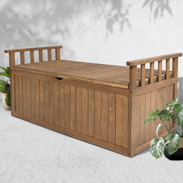 Outdoor Storage Box Wooden Garden Bench 128.5cm Toy Sheds XL