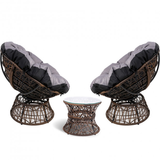 Garden Papasan Chair with Side Table Set - Brown Image 3