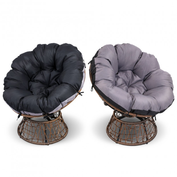 Garden Papasan Chair with Side Table Set - Brown Image 5