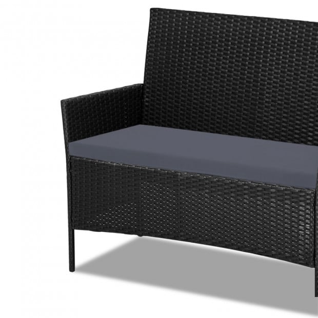 4-piece Rattan Outdoor Set - Black Image 6