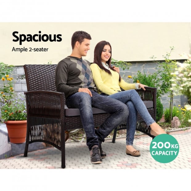 Outdoor Furniture Rattan Set Wicker Cushion 4pc Black Image 5