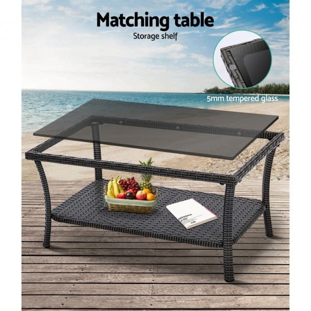 Outdoor Furniture Rattan Set Wicker Cushion 4pc Dark Grey Image 6