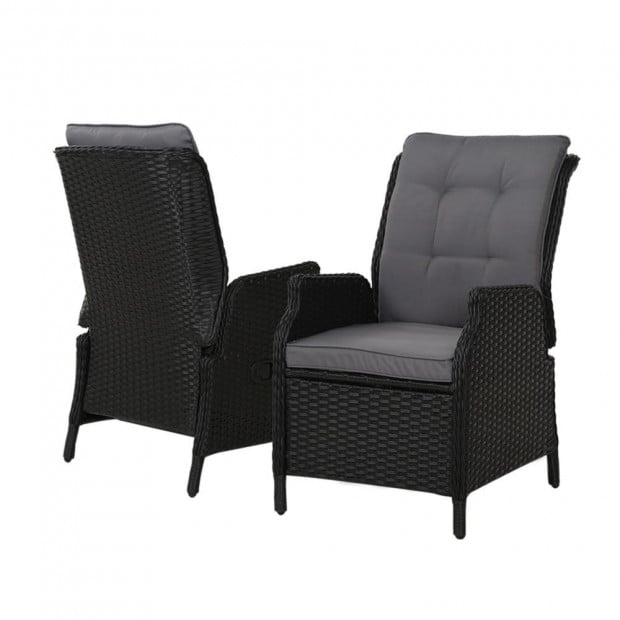Recliner Chair Sun Lounge Setting Outdoor Furniture Patio Wicker Sofa Image 3