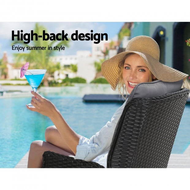 Recliner Chair Sun Lounge Setting Outdoor Furniture Patio Wicker Sofa Image 6