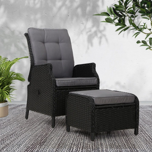 Recliner Chair Sun Lounge Setting Outdoor Furniture Patio Wicker Sofa Image 7