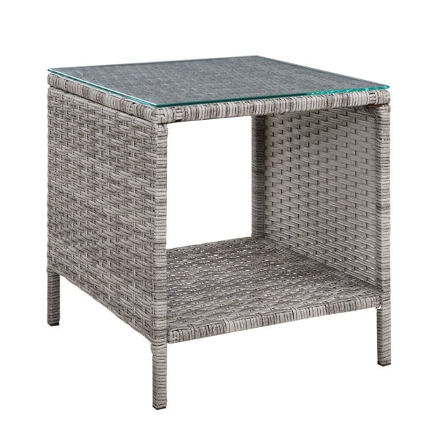 Side Table Coffee Patio Outdoor Furniture Rattan Desk Garden Grey