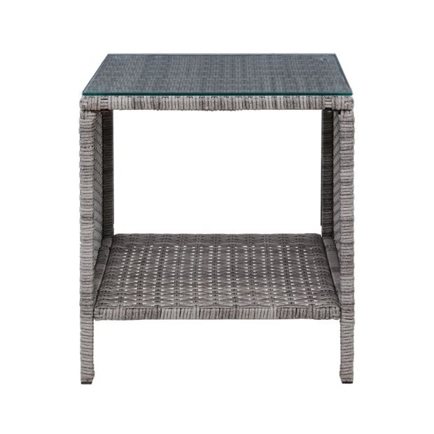 Side Table Coffee Patio Outdoor Furniture Rattan Desk Garden Grey Image 4