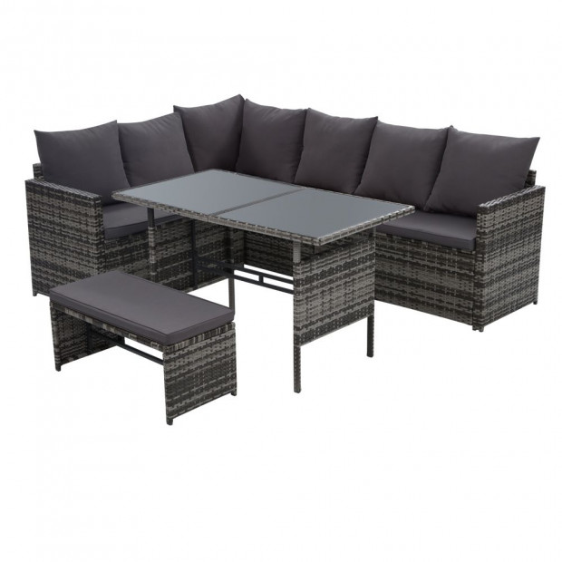 Outdoor Furniture Dining Setting Sofa Set Lounge 8 Seater Mixed Grey