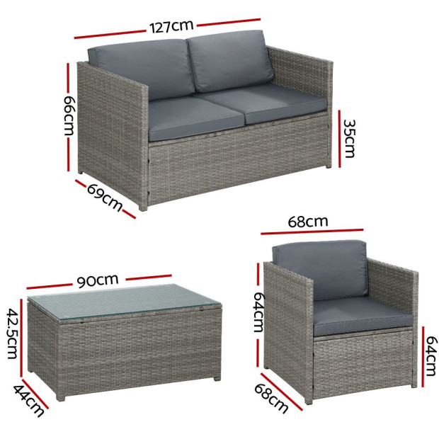 Outdoor Furniture Sofa Set 4seater Wicker Lounge Setting Table Chairs