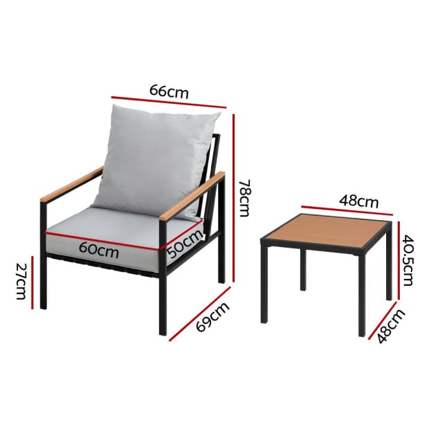Outdoor Furniture 3pcs Lounge Setting Bistro Set Chairs Table Patio Image 2