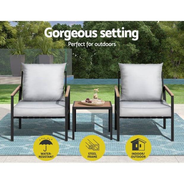 Outdoor Furniture 3pcs Lounge Setting Bistro Set Chairs Table Patio Image 5