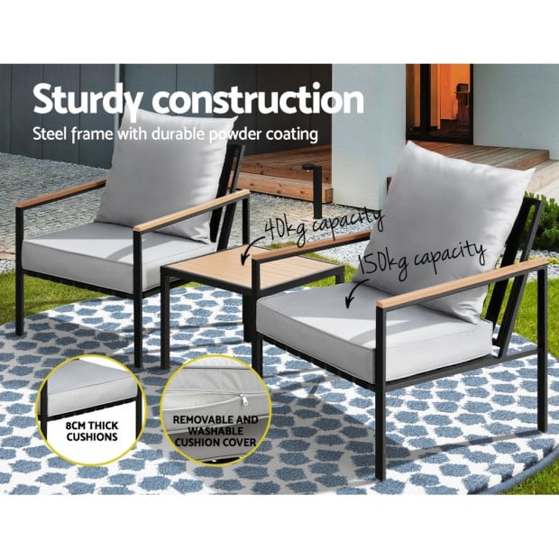 Outdoor Furniture 3pcs Lounge Setting Bistro Set Chairs Table Patio Image 6