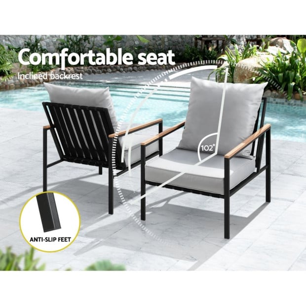 Outdoor Furniture 3pcs Lounge Setting Bistro Set Chairs Table Patio Image 7