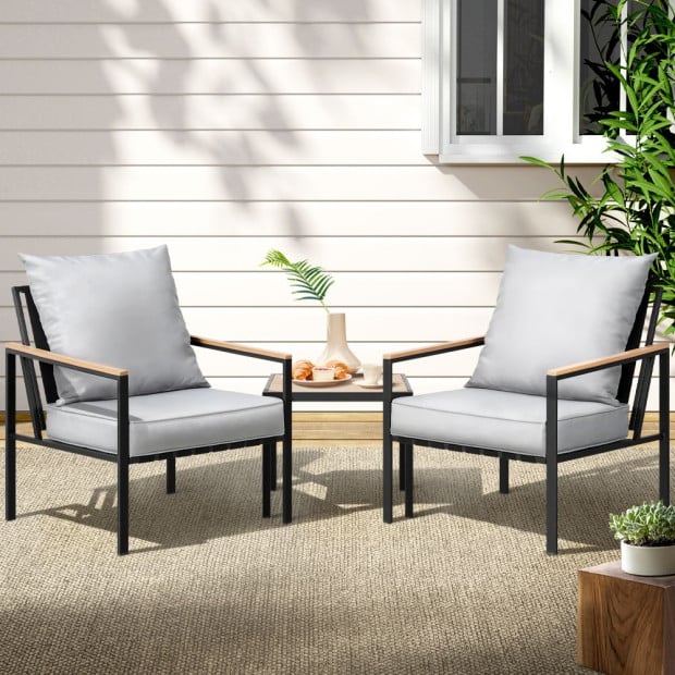Outdoor Furniture 3pcs Lounge Setting Bistro Set Chairs Table Patio Image 8