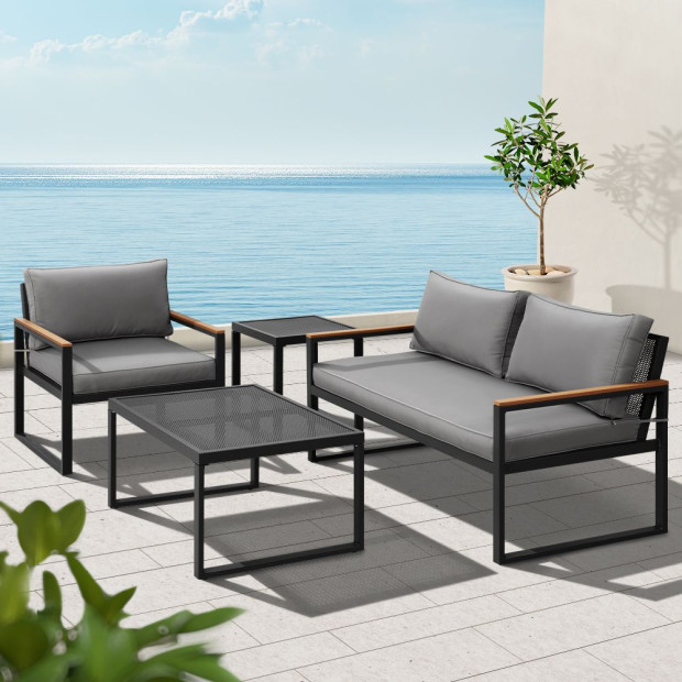 Outdoor Sofa Set 3seater Corner Modular Lounge Setting Steel