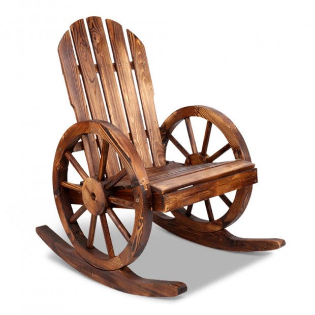 Wagon Wheels Outdoor Rocking Chair - Brown