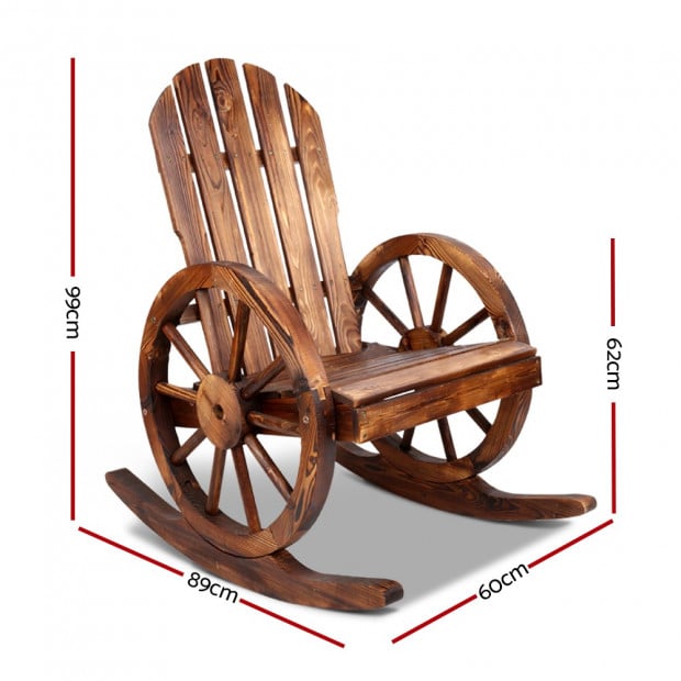 Wagon Wheels Outdoor Rocking Chair - Brown Image 2