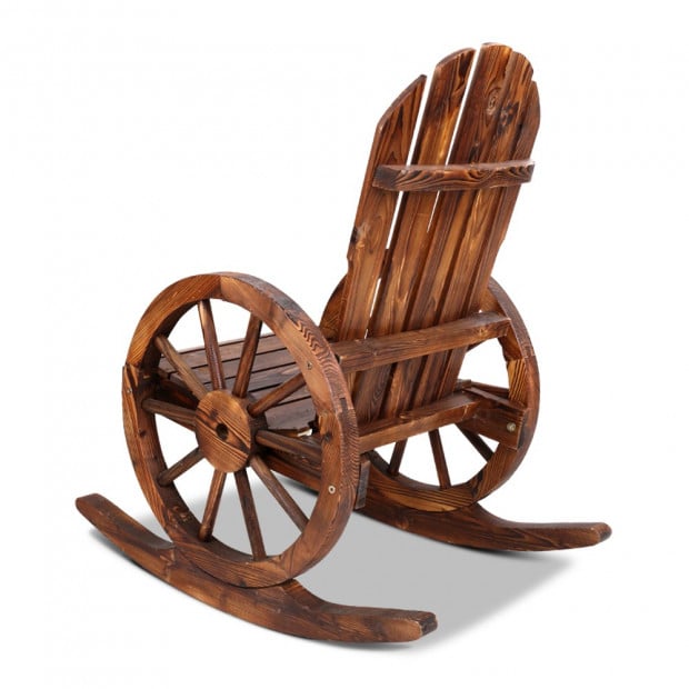 Wagon Wheels Outdoor Rocking Chair - Brown Image 5