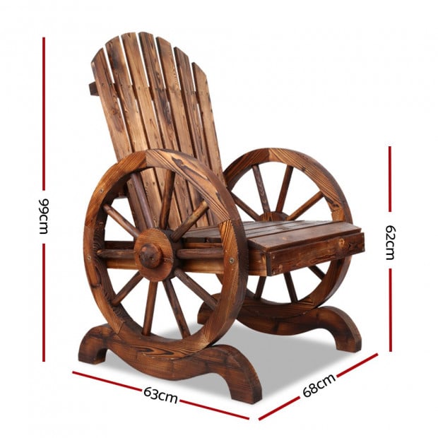 Rustic Style Wooden Wagon Chair Outdoor Image 2