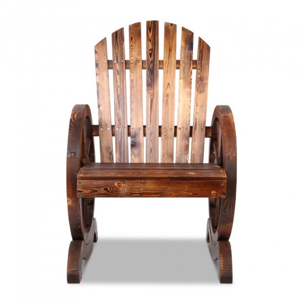 Rustic Style Wooden Wagon Chair Outdoor Image 3