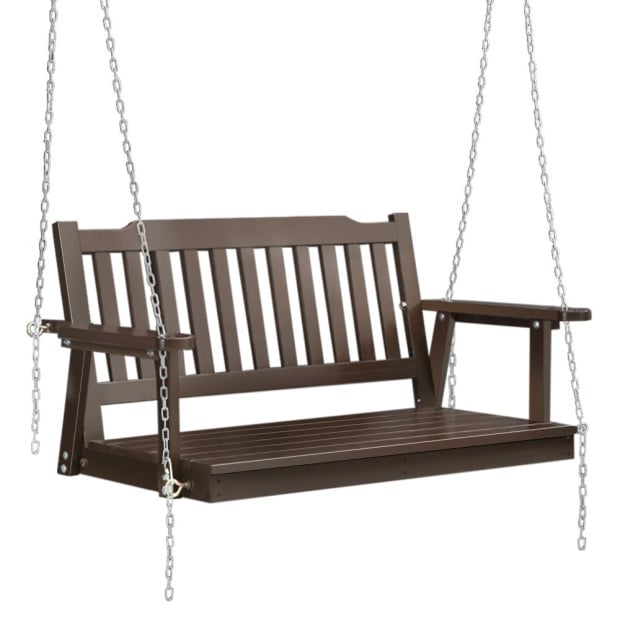 Porch Swing Chair Chain Garden Bench Outdoor Furniture Wooden Brown