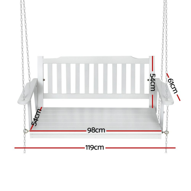 Porch Swing Chair Chain Garden Bench Outdoor Furniture Wooden White Image 2