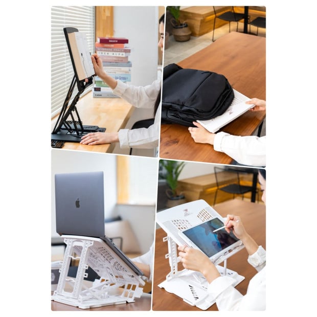 Adjustable Laptop Stand Foldable Tablet Book Holder - Black Image 4