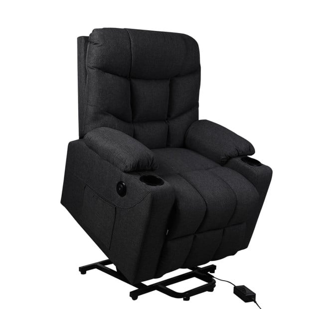 Recliner Chair Electric Lift Armchair Lounge Fabric Sofa USB Charge Black Image 2