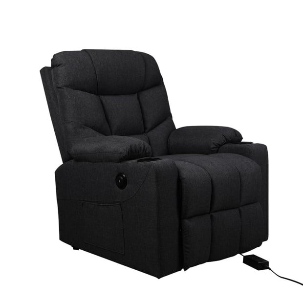 Recliner Chair Electric Lift Armchair Lounge Fabric Sofa USB Charge Black