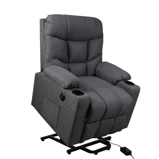 Recliner Chair Electric Lift Armchair Lounge Fabric Sofa USB Charge Grey Image 3