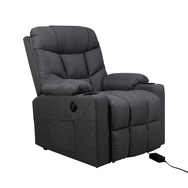 Recliner Chair Electric Lift Armchair Lounge Fabric Sofa USB Charge Grey