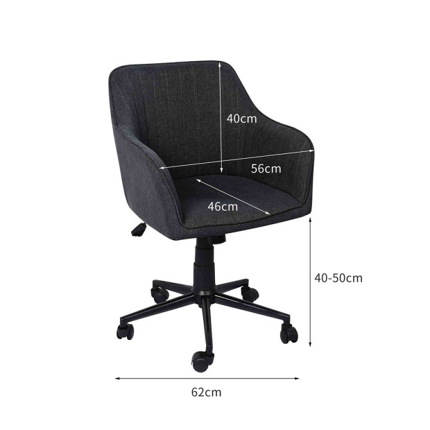 Office Chair Fabric Computer Gaming Adjustable Black Image 3