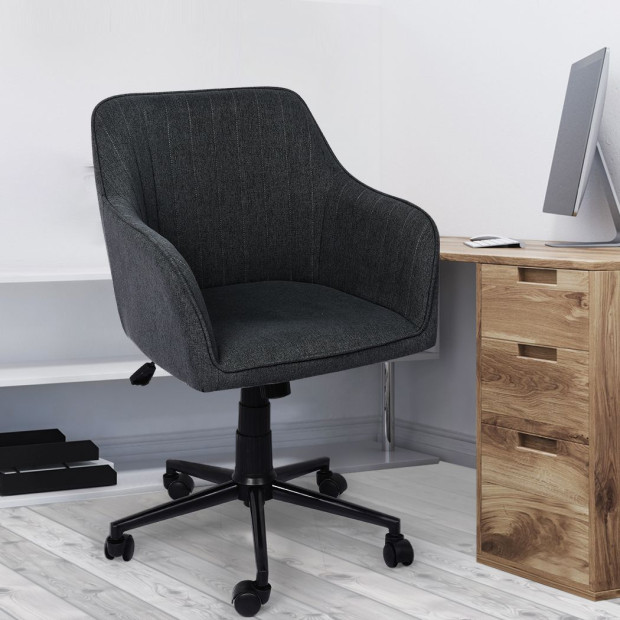 Office Chair Fabric Computer Gaming Adjustable Black Image 7