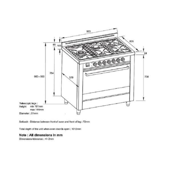 Kleenmaid 90cm Dual Fuel Freestanding Oven Work Burner On LHS OFS9021 Image 5
