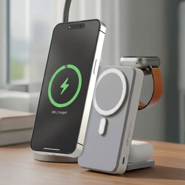 OneAdaptr OneGo Grey 5 in 1 MagSafe Charging Stand Power Bank Image 12