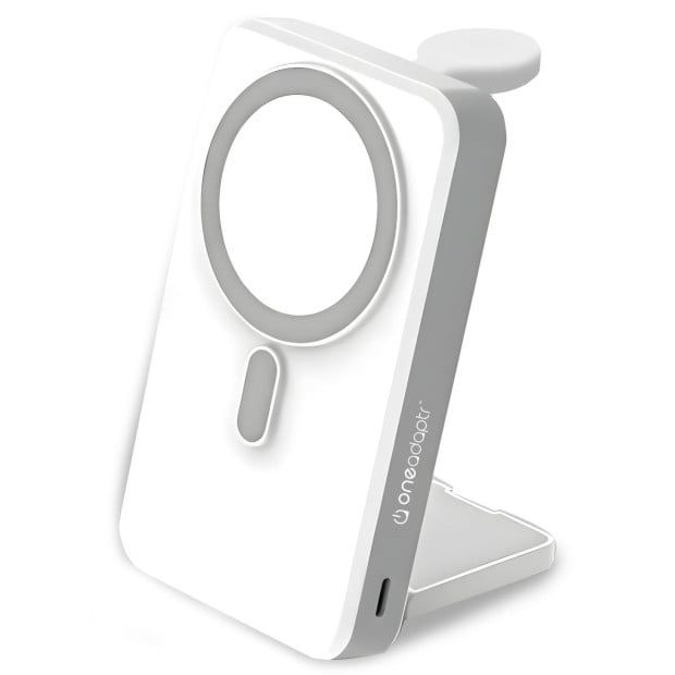 OneAdaptr OneGo White 5 in 1 MagSafe Charging Stand Power Bank Image 2