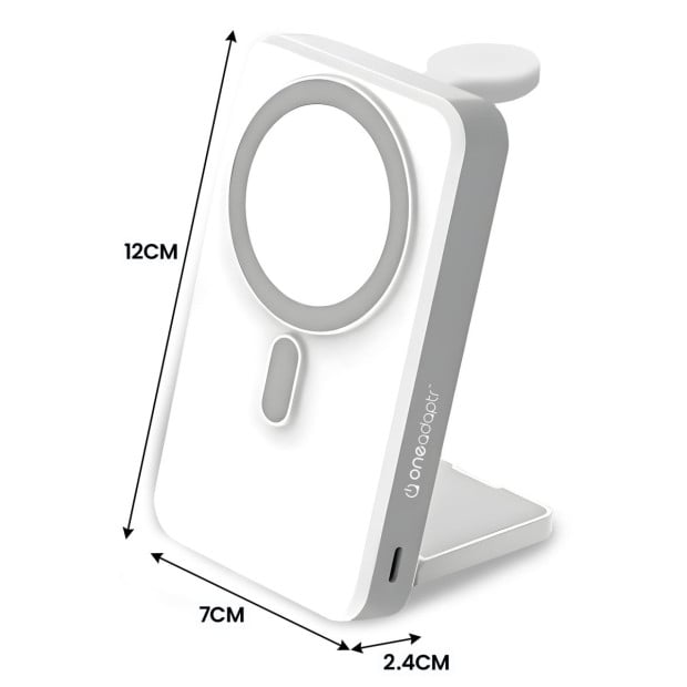 OneAdaptr OneGo White 5 in 1 MagSafe Charging Stand Power Bank Image 3