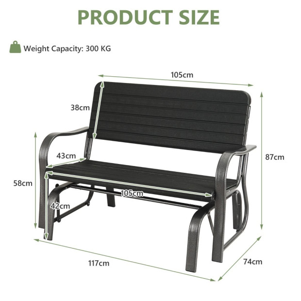 2-person Glider Bench With Ergonomic Backrest & Armrests Image 4