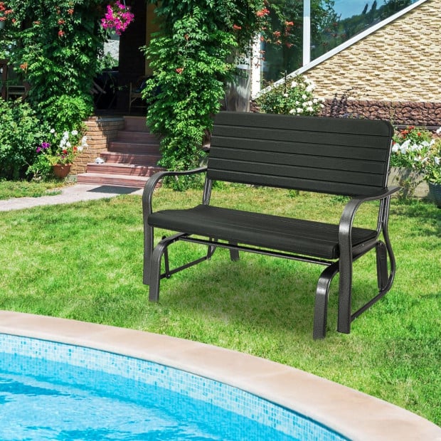 2-person Glider Bench With Ergonomic Backrest & Armrests Image 7