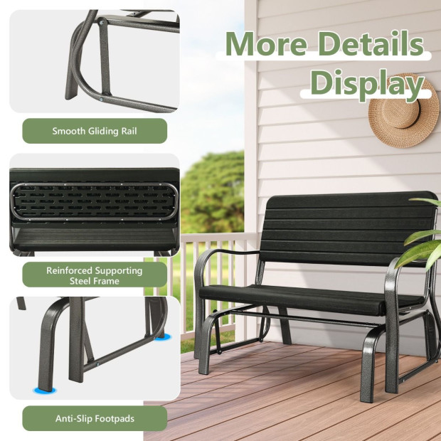 2-person Glider Bench With Ergonomic Backrest & Armrests Image 3