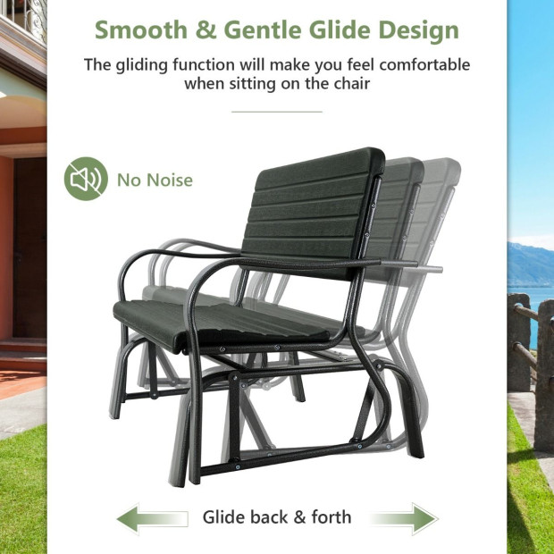 2-person Glider Bench With Ergonomic Backrest & Armrests Image 8