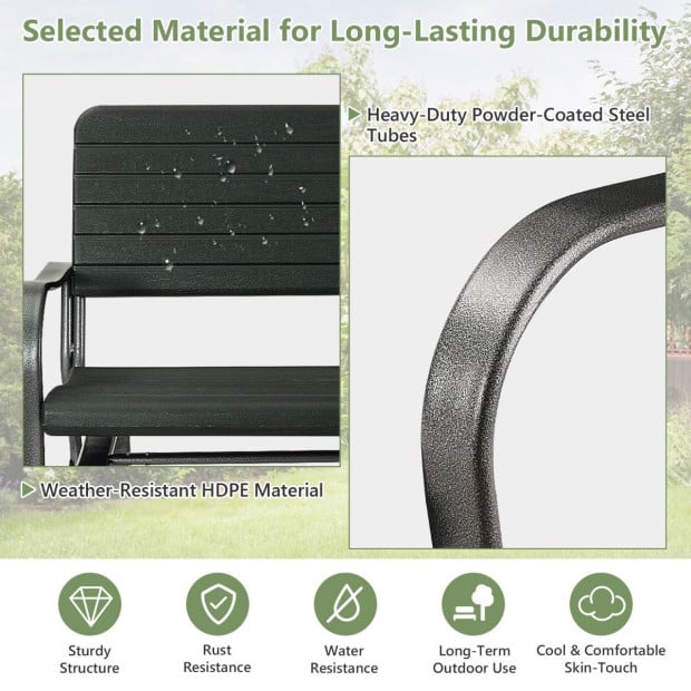 2-person Glider Bench With Ergonomic Backrest & Armrests Image 5