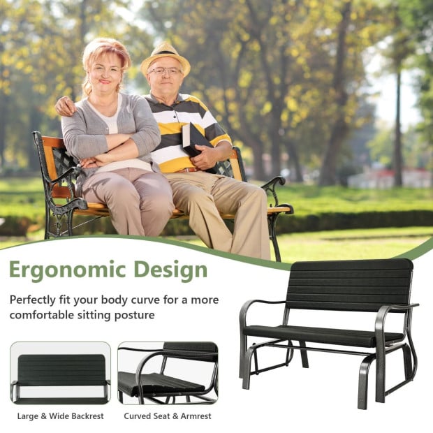 2-person Glider Bench With Ergonomic Backrest & Armrests Image 9