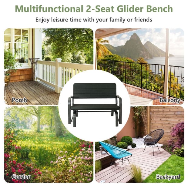 2-person Glider Bench With Ergonomic Backrest & Armrests Image 10