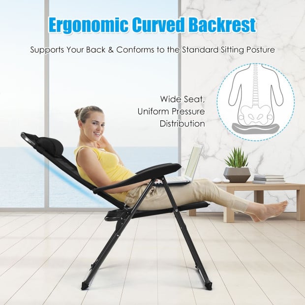 4-piece Patio Folding Recliner Chairs Black Image 3
