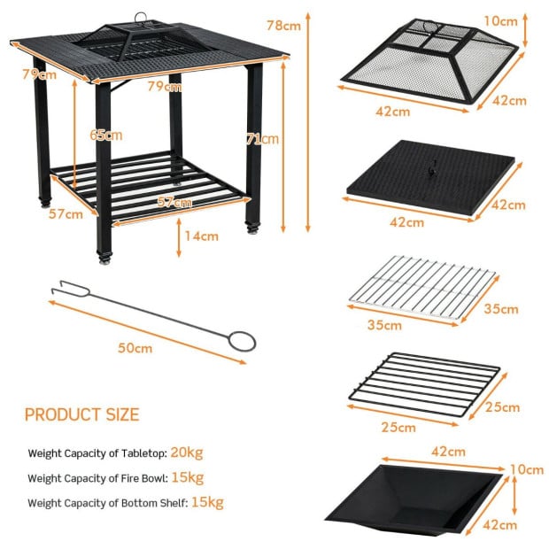 Outdoor Fire Pit Dining Table With Mesh Cover For Poolside Image 5