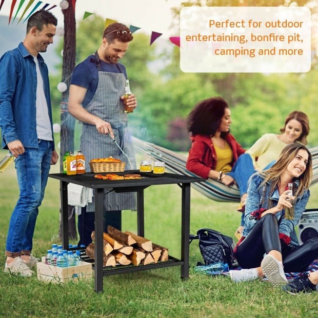 Outdoor Fire Pit Dining Table With Mesh Cover For Poolside Image 8
