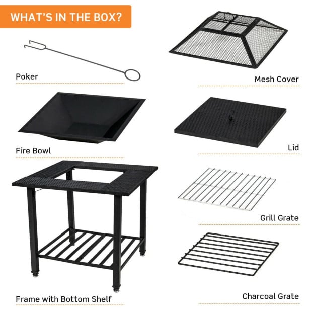 Outdoor Fire Pit Dining Table With Mesh Cover For Poolside Image 9
