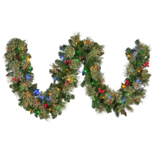 Bristle Berry Multicolour Pre-Lit Christmas Garland - 274cm Image 3
