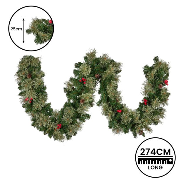 Bristle Berry Multicolour Pre-Lit Christmas Garland - 274cm Image 6